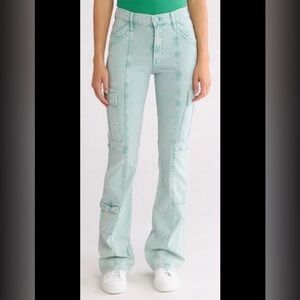 MOTHER Mint Flare Cargo Jeans